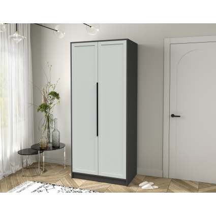 Шкаф распашной Тренд КТ-Ш2 (Антрацит ЛДСП/ Грэй ЛМДФ) Ш918 В2128 Г547 Шкаф распашной Тренд КТ-Ш2 (Антрацит ЛДСП/ Грэй ЛМДФ) Ш918 В2128 Г547